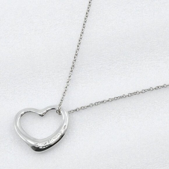 TIFFANY&Co. Open heart Necklace Elsa Peretti Silver925 heart 4.7g Women - Picture 3 of 10